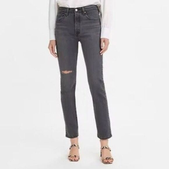 Levi's Premium 501 Skinny High Rise Button Fly Jeans Gray Wash 31 - Picture 1 of 13